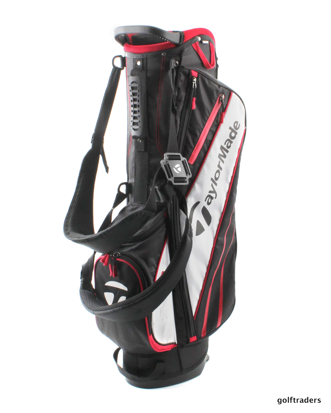 TAYLORMADE GOLF STAND BAG 6 WAY TOP DIVIDER RED/ BLACK/ WHITE USED